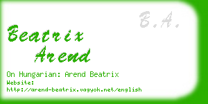 beatrix arend business card